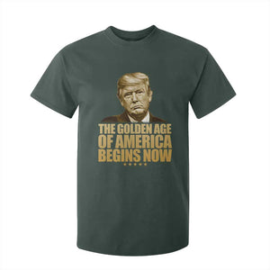 Trump 2025 T Shirt For Kid Golden Age Of America Begins Now Inauguration Speech TS02 Dark Forest Green Print Your Wear