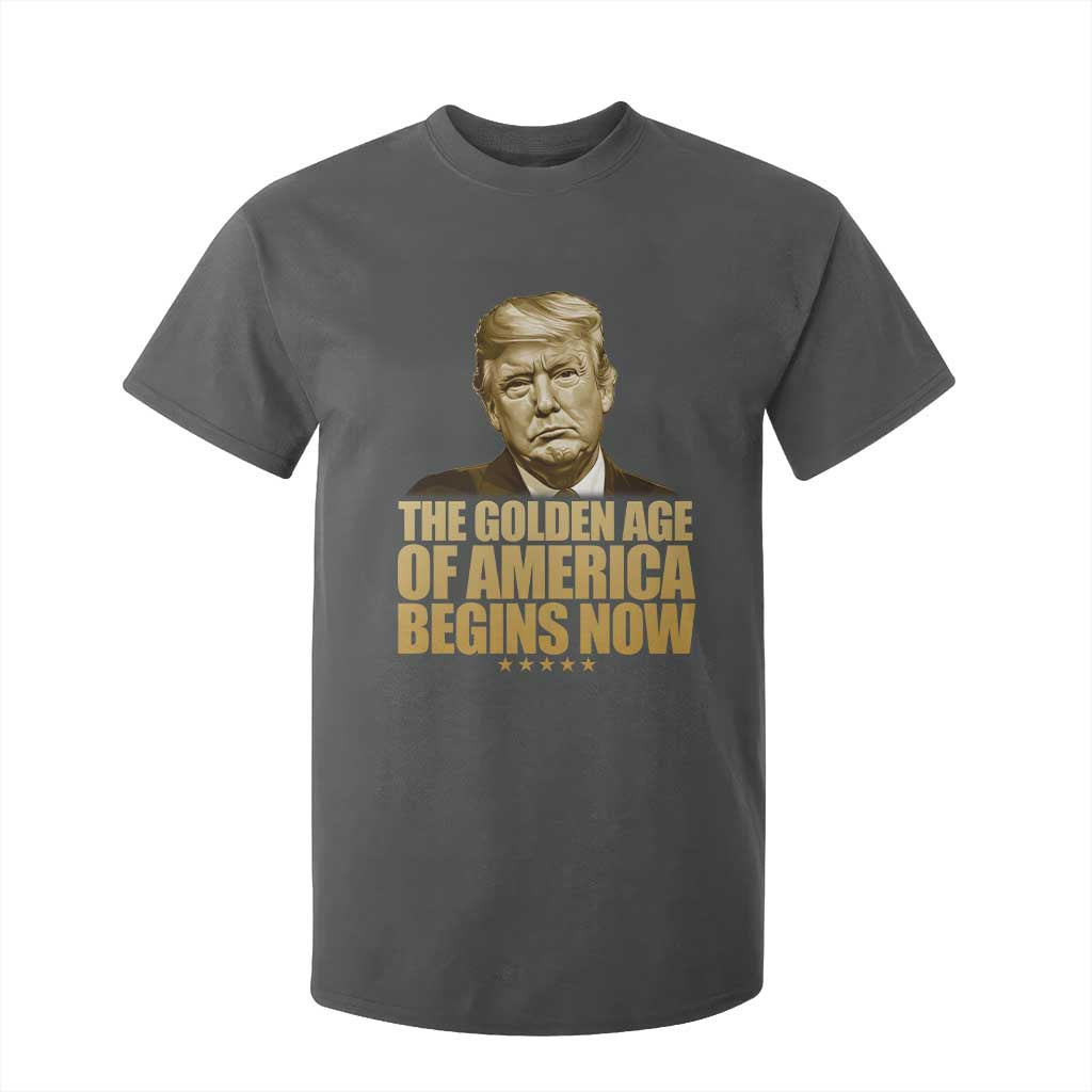 Trump 2025 T Shirt For Kid Golden Age Of America Begins Now Inauguration Speech TS02 Dark Heather Print Your Wear