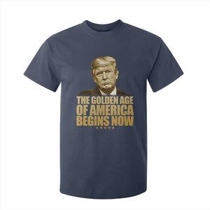 Trump 2025 T Shirt For Kid Golden Age Of America Begins Now Inauguration Speech TS02 Navy Print Your Wear