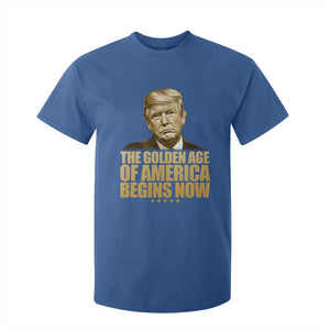 Trump 2025 T Shirt For Kid Golden Age Of America Begins Now Inauguration Speech TS02 Royal Blue Print Your Wear