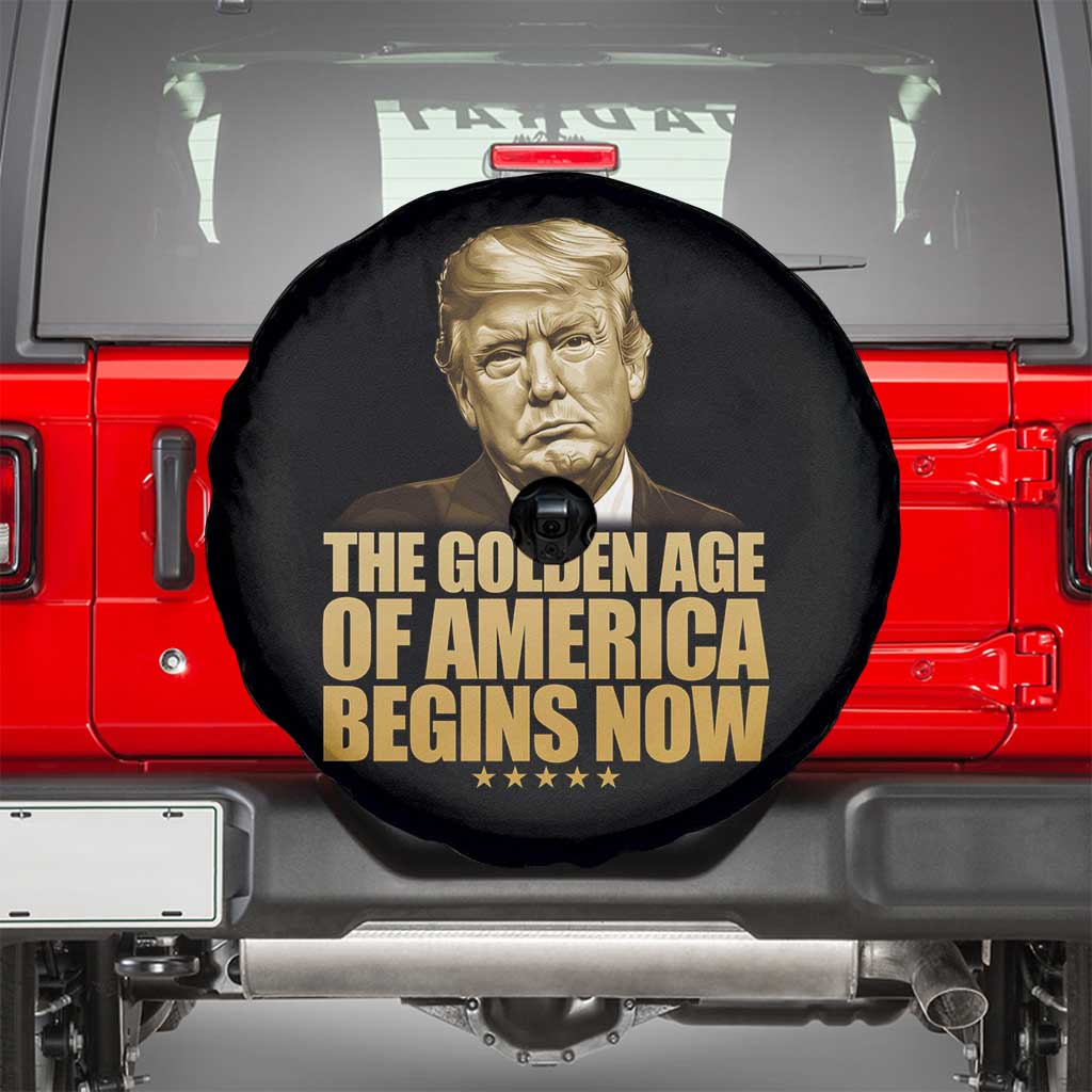 Trump 2025 Spare Tire Cover Golden Age Of America Begins Now Inauguration Speech TS02 Black Print Your Wear