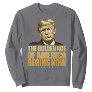 Trump 2025 Sweatshirt Golden Age Of America Begins Now Inauguration Speech TS02 Charcoal Print Your Wear