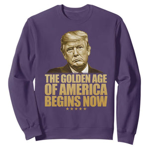 Trump 2025 Sweatshirt Golden Age Of America Begins Now Inauguration Speech TS02 Purple Print Your Wear