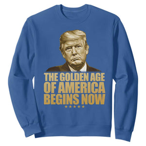 Trump 2025 Sweatshirt Golden Age Of America Begins Now Inauguration Speech TS02 Royal Blue Print Your Wear