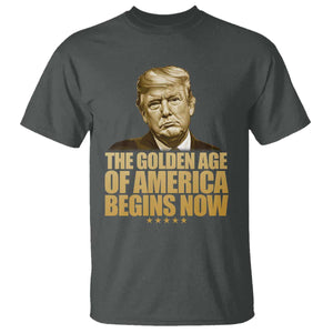 Trump 2025 T Shirt Golden Age Of America Begins Now Inauguration Speech TS02 Dark Heather Print Your Wear