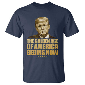 Trump 2025 T Shirt Golden Age Of America Begins Now Inauguration Speech TS02 Navy Print Your Wear