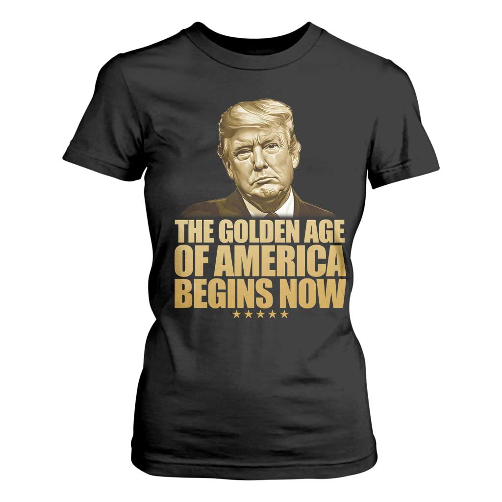 Trump 2025 T Shirt For Women Golden Age Of America Begins Now Inauguration Speech TS02 Black Print Your Wear