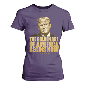 Trump 2025 T Shirt For Women Golden Age Of America Begins Now Inauguration Speech TS02 Purple Print Your Wear