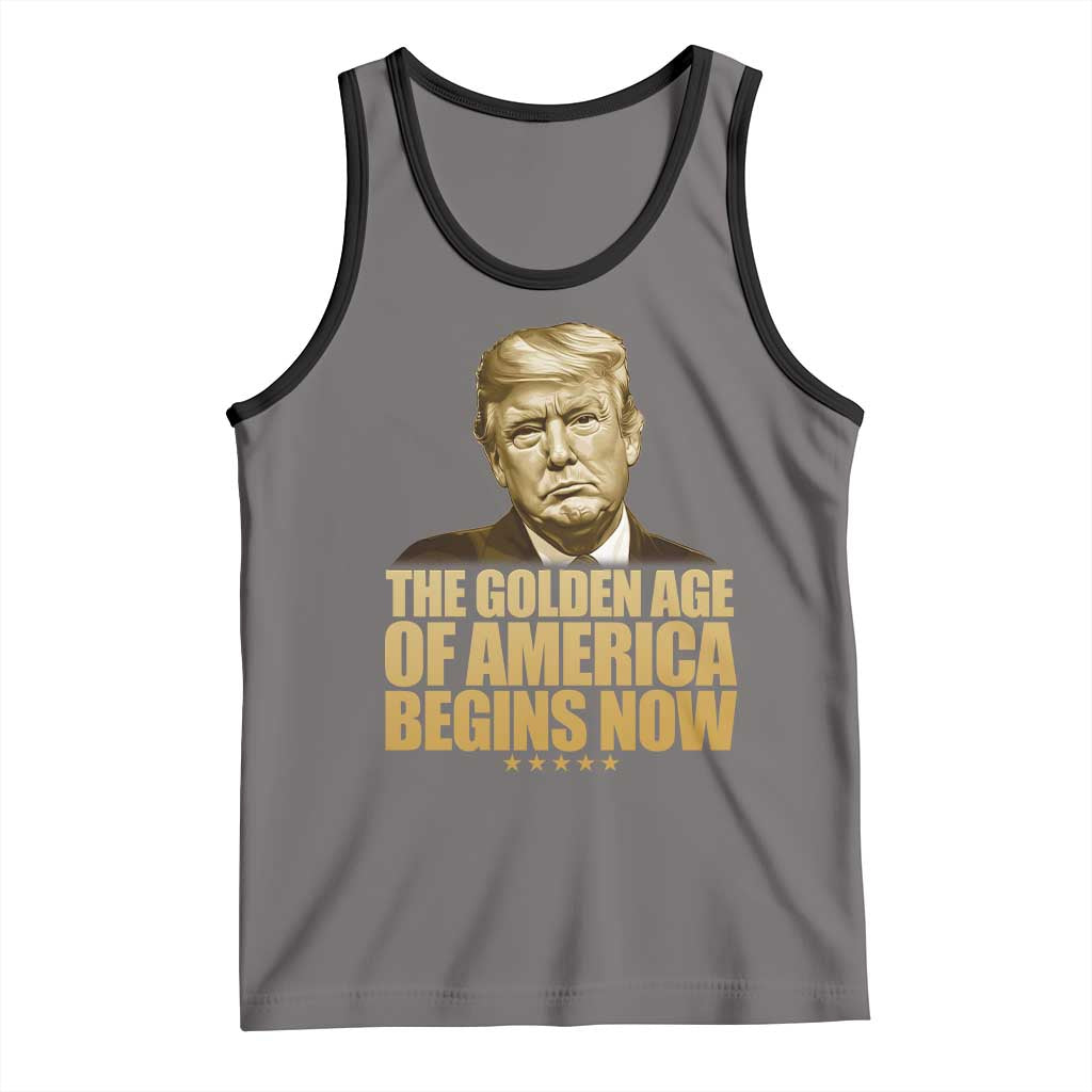 Trump 2025 Tank Top Golden Age Of America Begins Now Inauguration Speech TS02 Deep Heather Black Print Your Wear