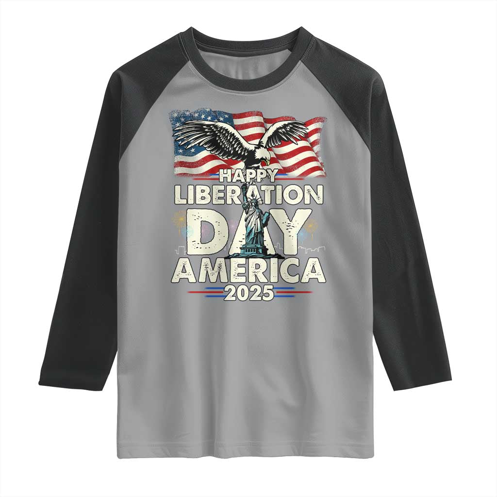 Trump 2025 Raglan Shirt Happy Liberation Day 2025 Trump January 20Th 2025 TS02 Sport Gray Black Print Your Wear