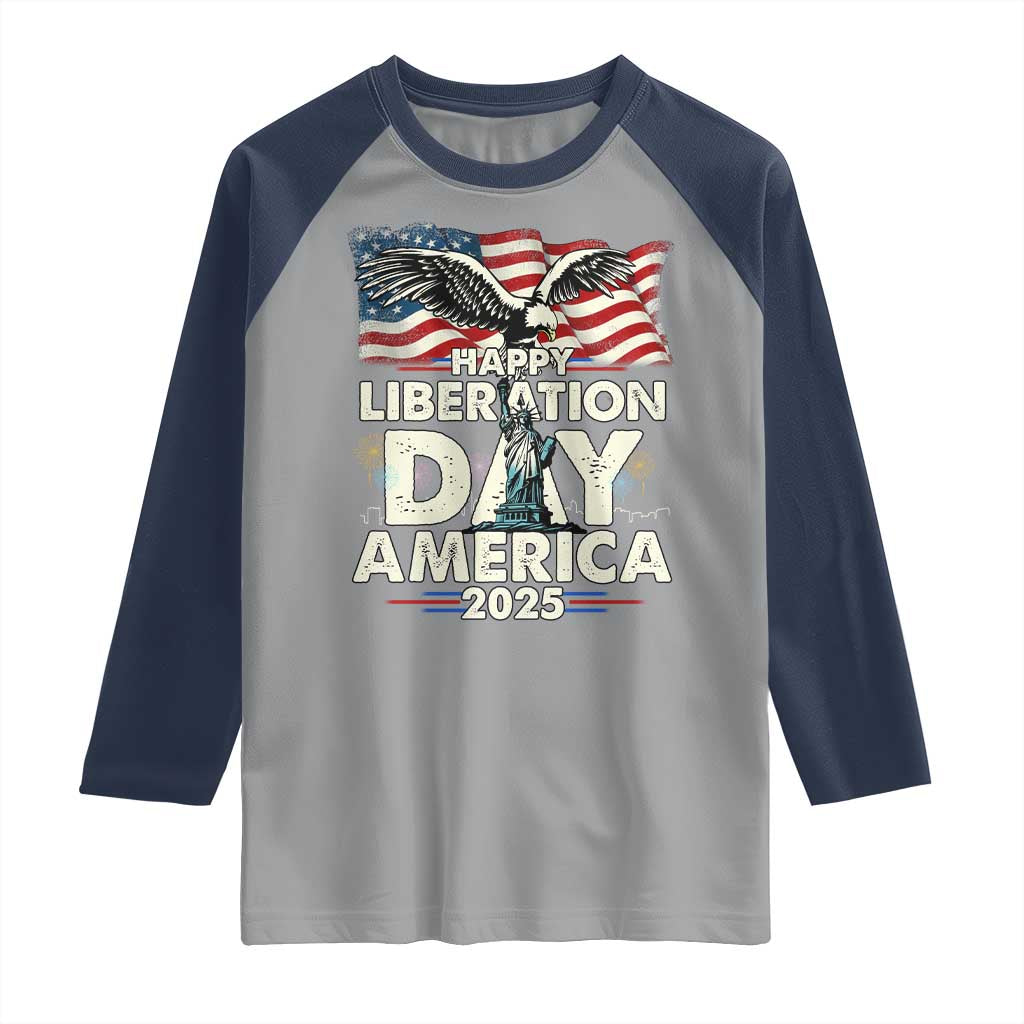 Trump 2025 Raglan Shirt Happy Liberation Day 2025 Trump January 20Th 2025 TS02 Sport Gray Navy Print Your Wear