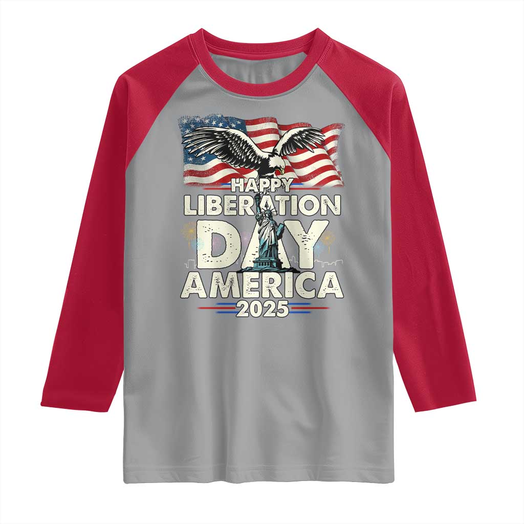 Trump 2025 Raglan Shirt Happy Liberation Day 2025 Trump January 20Th 2025 TS02 Sport Gray Red Print Your Wear