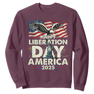 Trump 2025 Sweatshirt Happy Liberation Day 2025 Trump January 20Th 2025 TS02 Maroon Print Your Wear