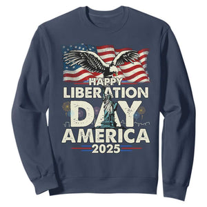 Trump 2025 Sweatshirt Happy Liberation Day 2025 Trump January 20Th 2025 TS02 Navy Print Your Wear
