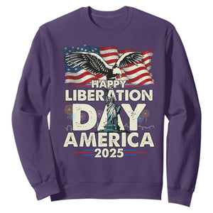 Trump 2025 Sweatshirt Happy Liberation Day 2025 Trump January 20Th 2025 TS02 Purple Print Your Wear