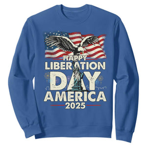 Trump 2025 Sweatshirt Happy Liberation Day 2025 Trump January 20Th 2025 TS02 Royal Blue Print Your Wear
