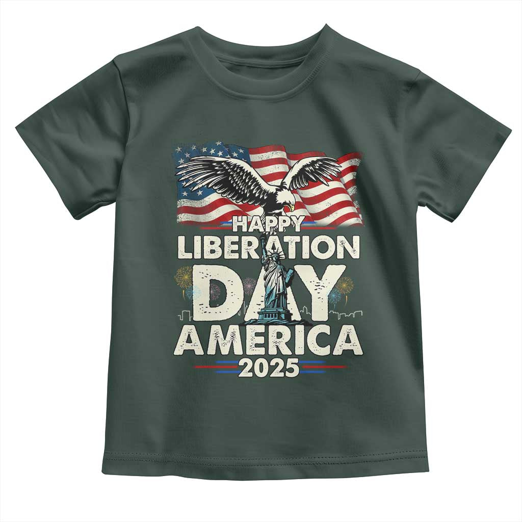Trump 2025 Toddler T Shirt Happy Liberation Day 2025 Trump January 20Th 2025 TS02 Dark Forest Green Print Your Wear