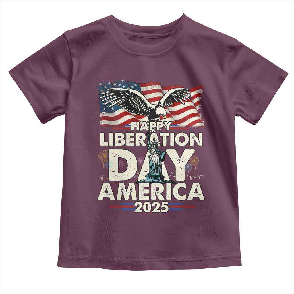 Trump 2025 Toddler T Shirt Happy Liberation Day 2025 Trump January 20Th 2025 TS02 Maroon Print Your Wear