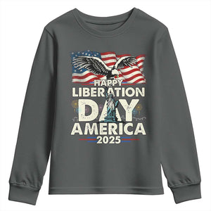 Trump 2025 Youth Sweatshirt Happy Liberation Day 2025 Trump January 20Th 2025 TS02 Dark Heather Print Your Wear