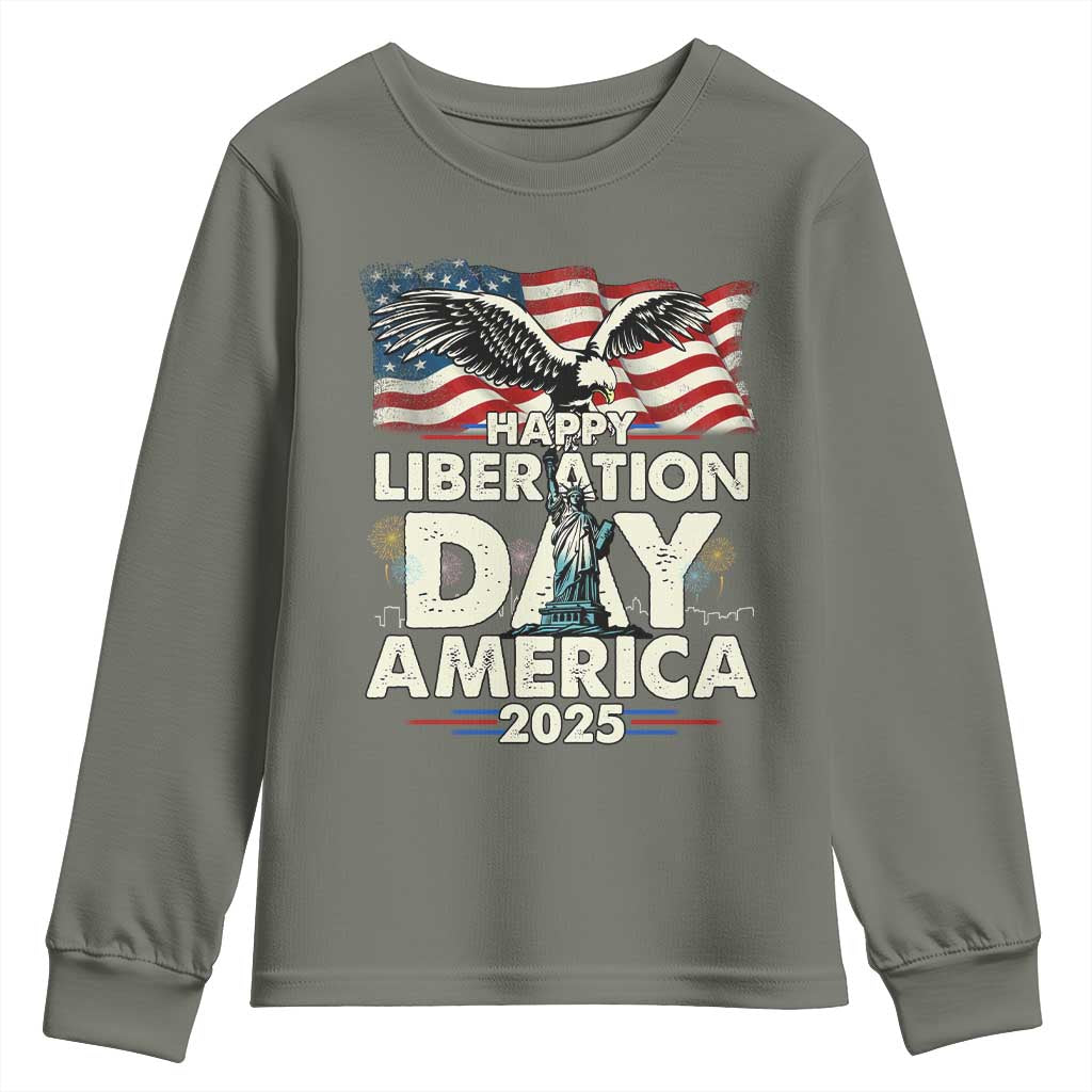 Trump 2025 Youth Sweatshirt Happy Liberation Day 2025 Trump January 20Th 2025 TS02 Military Green Print Your Wear
