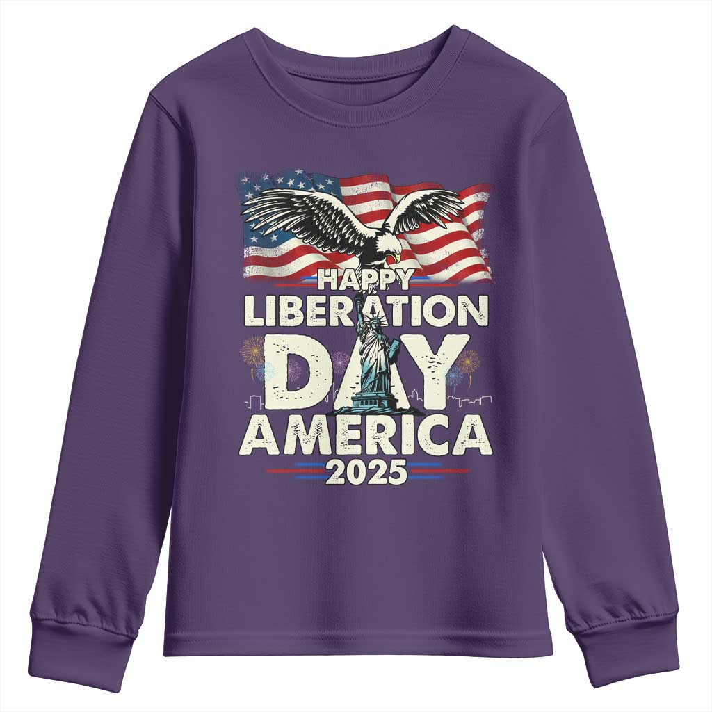 Trump 2025 Youth Sweatshirt Happy Liberation Day 2025 Trump January 20Th 2025 TS02 Purple Print Your Wear