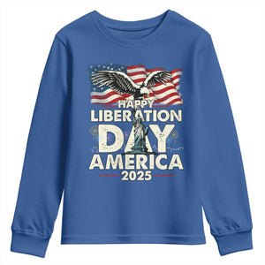 Trump 2025 Youth Sweatshirt Happy Liberation Day 2025 Trump January 20Th 2025 TS02 Royal Blue Print Your Wear