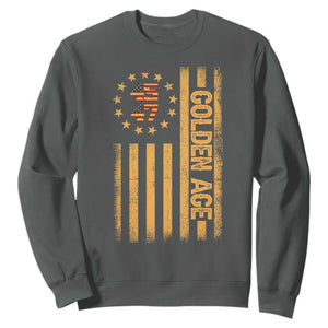 Trump 2025 Sweatshirt New Golden Age Of America 47th President TS02 Dark Heather Print Your Wear