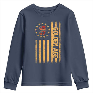 Trump 2025 Youth Sweatshirt New Golden Age Of America 47th President TS02 Navy Print Your Wear