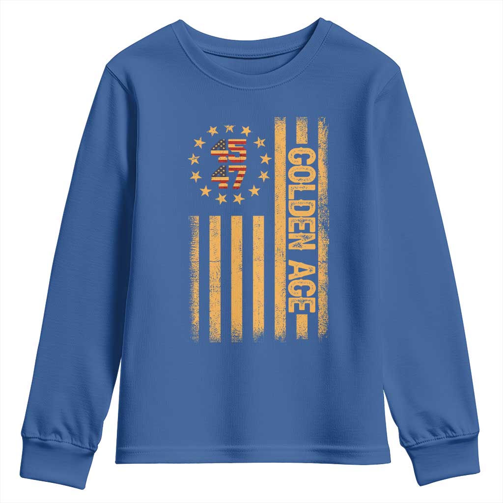 Trump 2025 Youth Sweatshirt New Golden Age Of America 47th President TS02 Royal Blue Print Your Wear