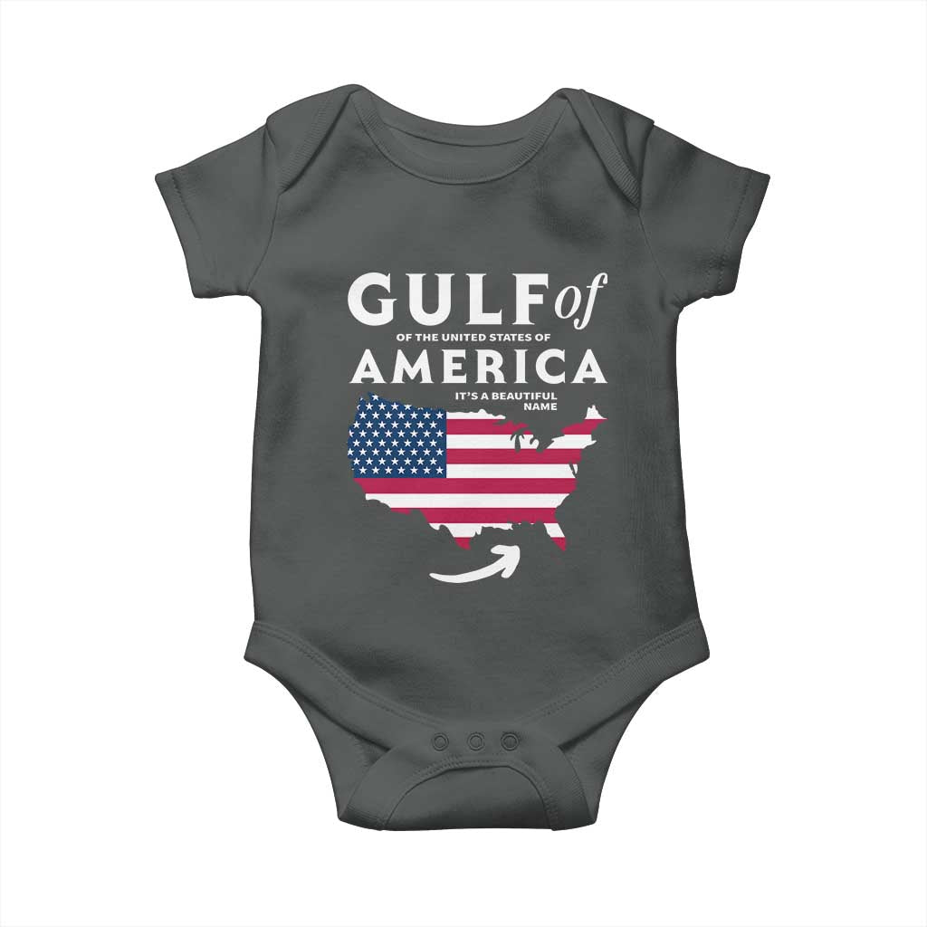 Trump America's Gulf Baby Onesie Gulf Of The Usa American Flag Pride Patriotic TS02 Dark Heather Print Your Wear