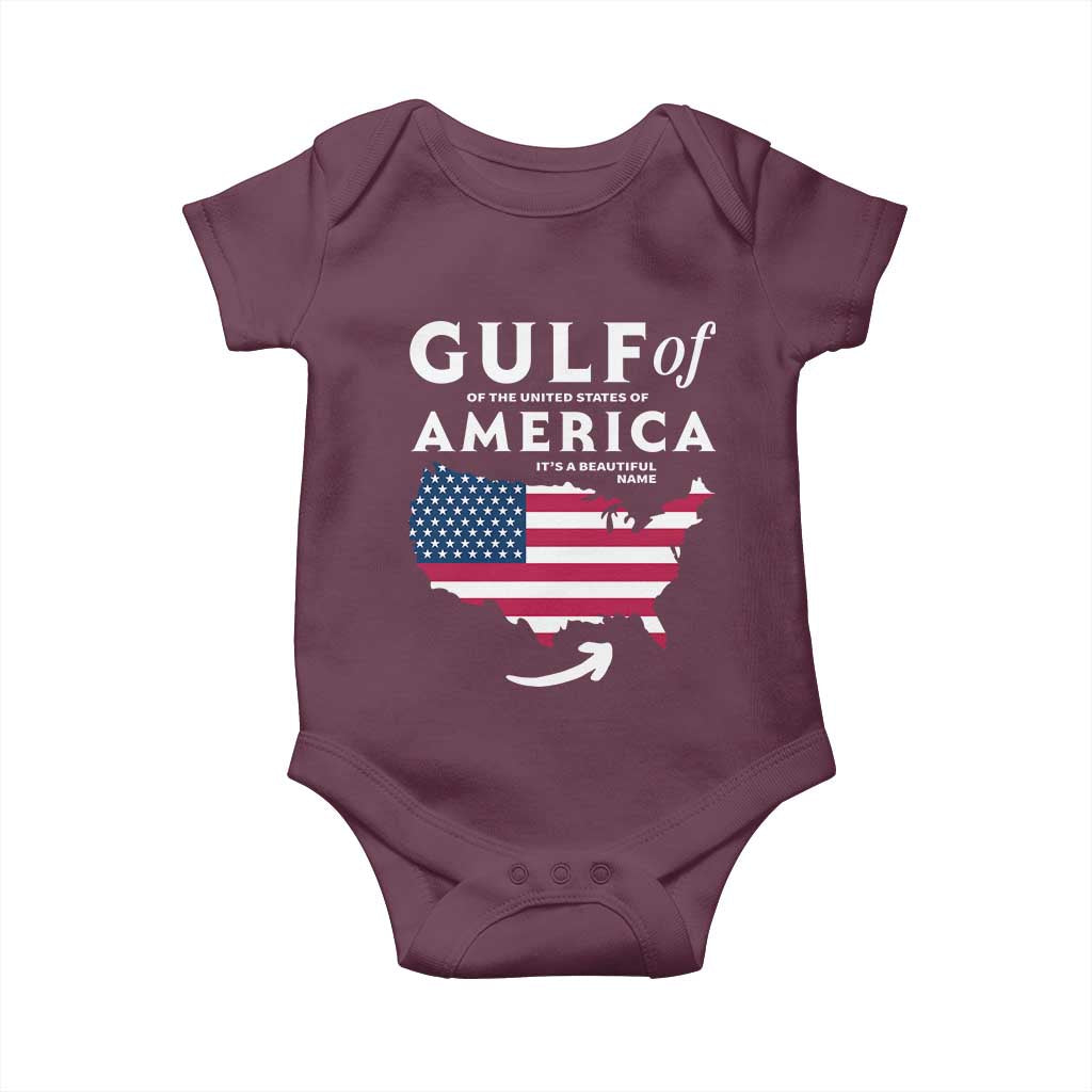 Trump America's Gulf Baby Onesie Gulf Of The Usa American Flag Pride Patriotic TS02 Maroon Print Your Wear