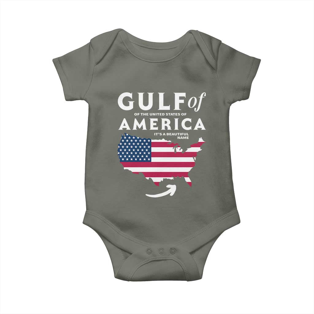 Trump America's Gulf Baby Onesie Gulf Of The Usa American Flag Pride Patriotic TS02 Military Green Print Your Wear