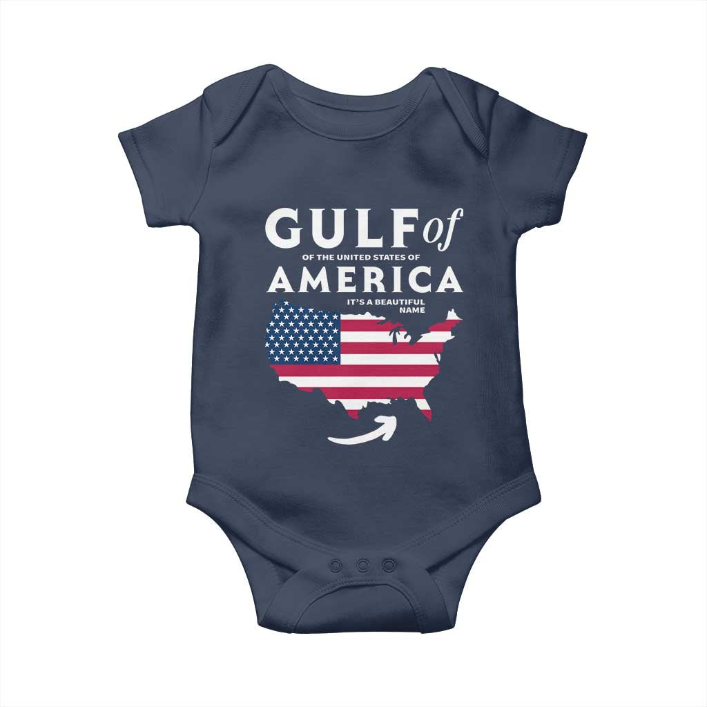 Trump America's Gulf Baby Onesie Gulf Of The Usa American Flag Pride Patriotic TS02 Navy Print Your Wear