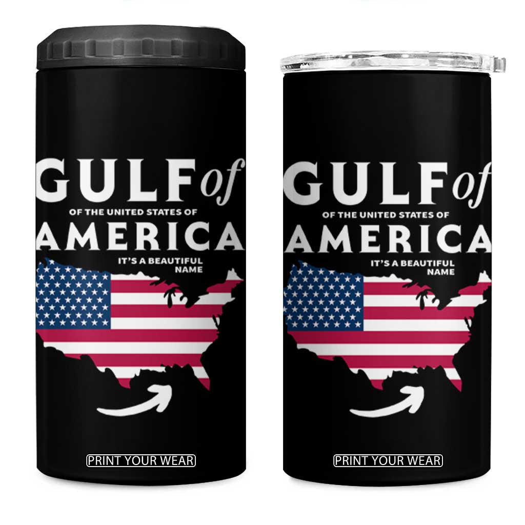 Trump America's Gulf 4 in 1 Can Cooler Tumbler Gulf Of The Usa American Flag Pride Patriotic TS02 One Size: 16 oz Black Print Your Wear