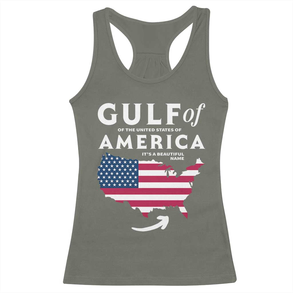 Trump America's Gulf Racerback Tank Top Gulf Of The Usa American Flag Pride Patriotic TS02 Military Green Print Your Wear