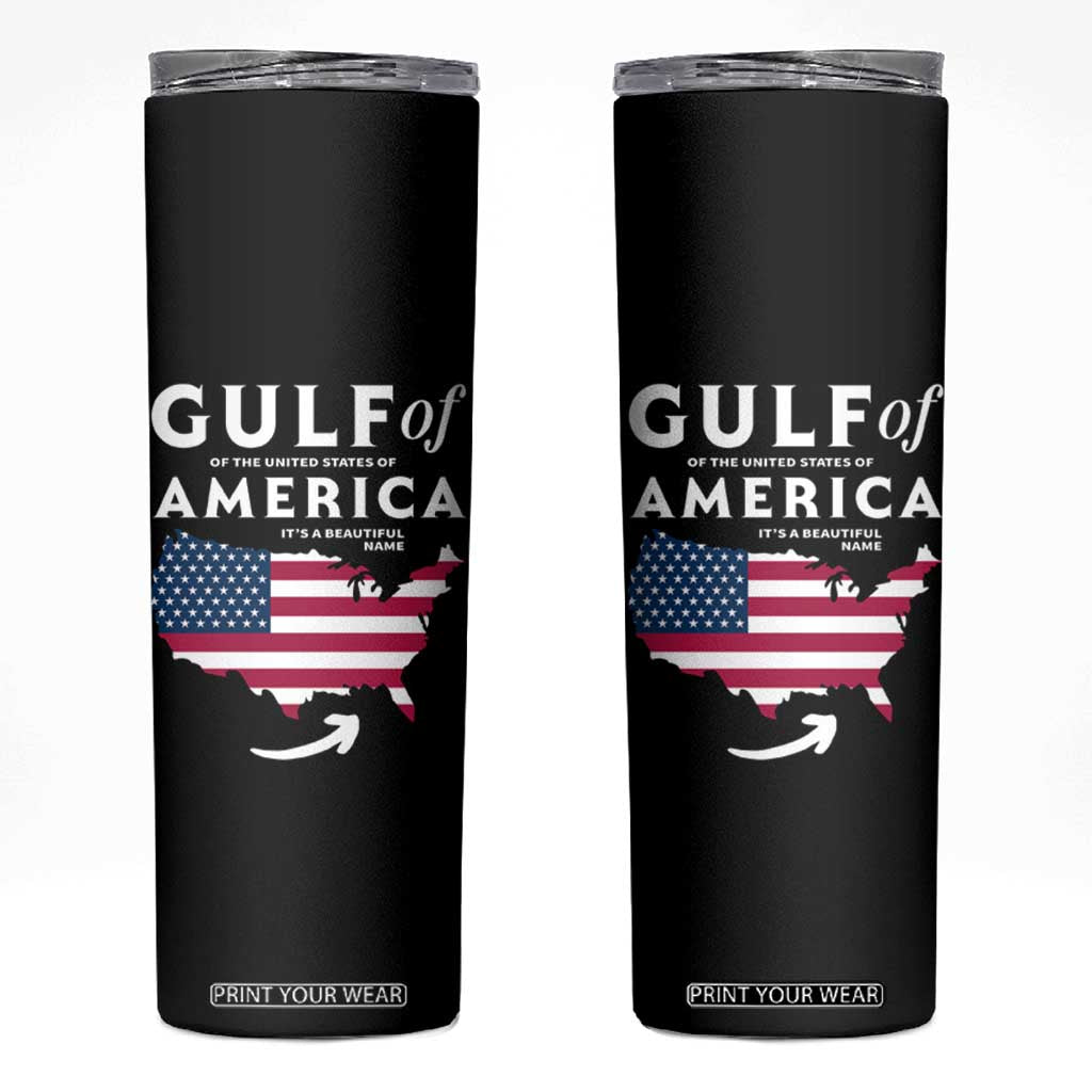 Trump America's Gulf Skinny Tumbler Gulf Of The Usa American Flag Pride Patriotic TS02 Black Print Your Wear