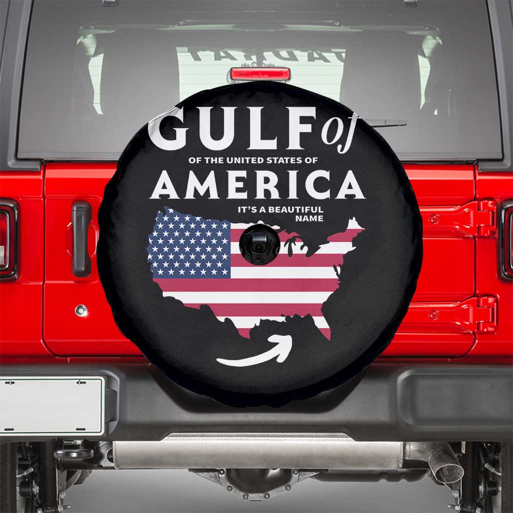 Trump America's Gulf Spare Tire Cover Gulf Of The Usa American Flag Pride Patriotic TS02 Black Print Your Wear