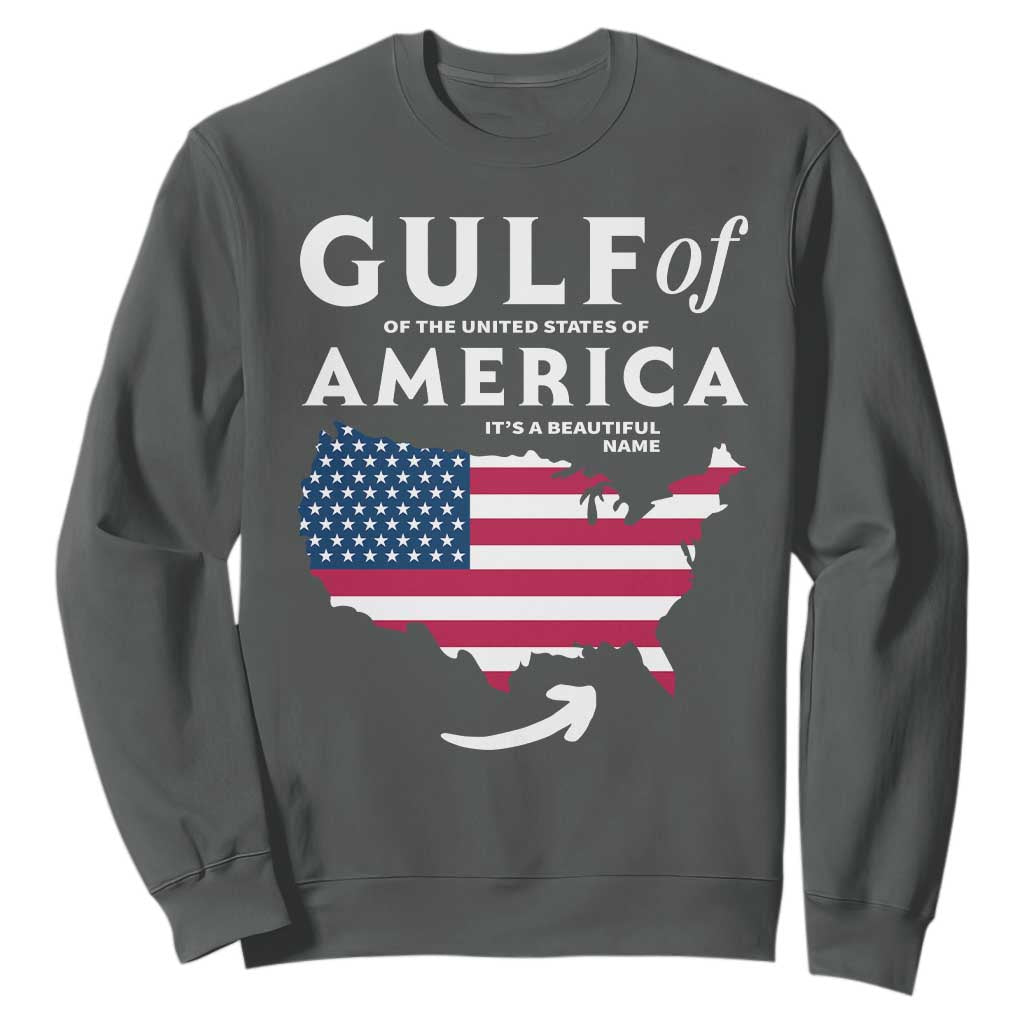 Trump America's Gulf Sweatshirt Gulf Of The Usa American Flag Pride Patriotic TS02 Dark Heather Print Your Wear