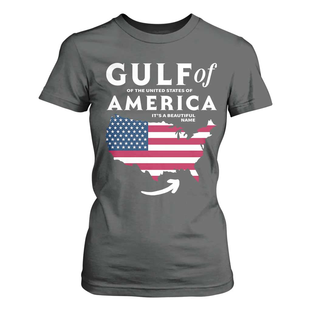 Trump America's Gulf T Shirt For Women Gulf Of The Usa American Flag Pride Patriotic TS02 Dark Heather Print Your Wear