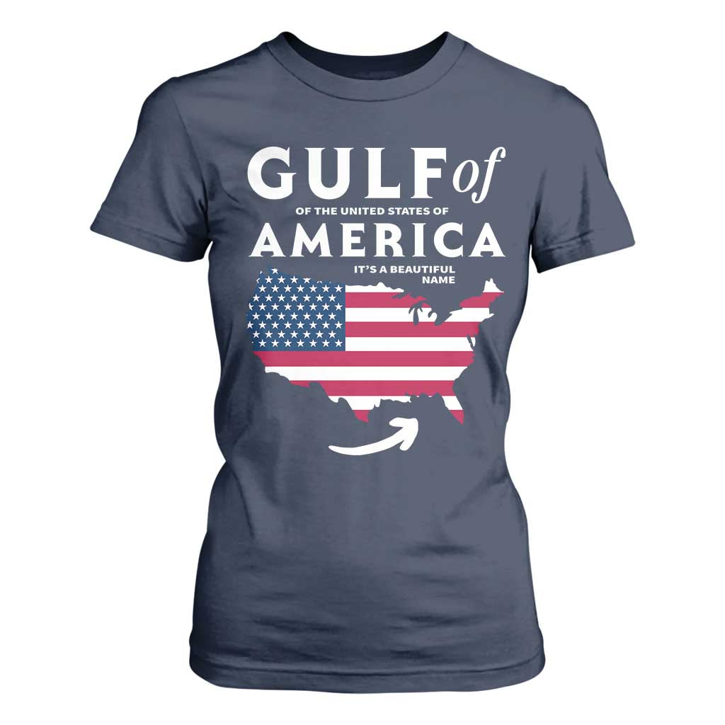 Trump America's Gulf T Shirt For Women Gulf Of The Usa American Flag Pride Patriotic TS02 Navy Print Your Wear