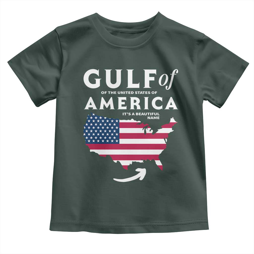 Trump America's Gulf Toddler T Shirt Gulf Of The Usa American Flag Pride Patriotic TS02 Dark Forest Green Print Your Wear