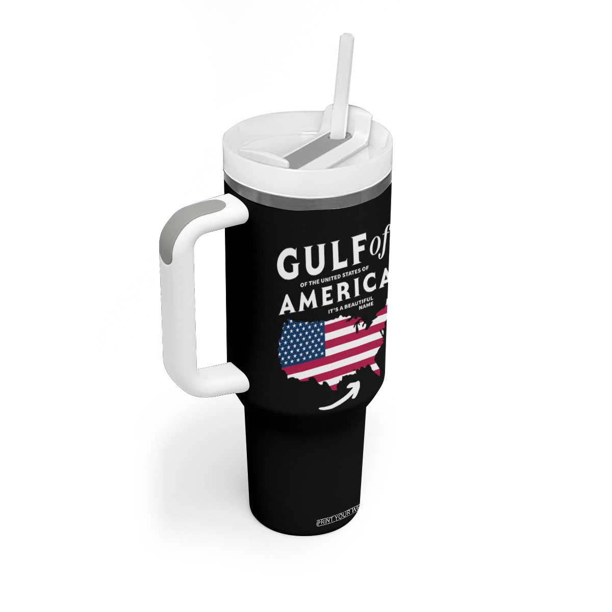 Trump America's Gulf Tumbler With Handle Gulf Of The Usa American Flag Pride Patriotic TS02 Print Your Wear