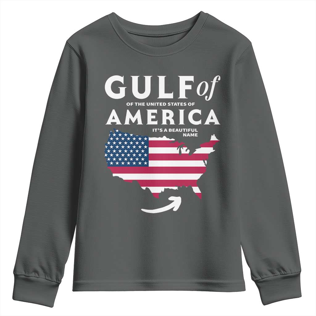 Trump America's Gulf Youth Sweatshirt Gulf Of The Usa American Flag Pride Patriotic TS02 Dark Heather Print Your Wear