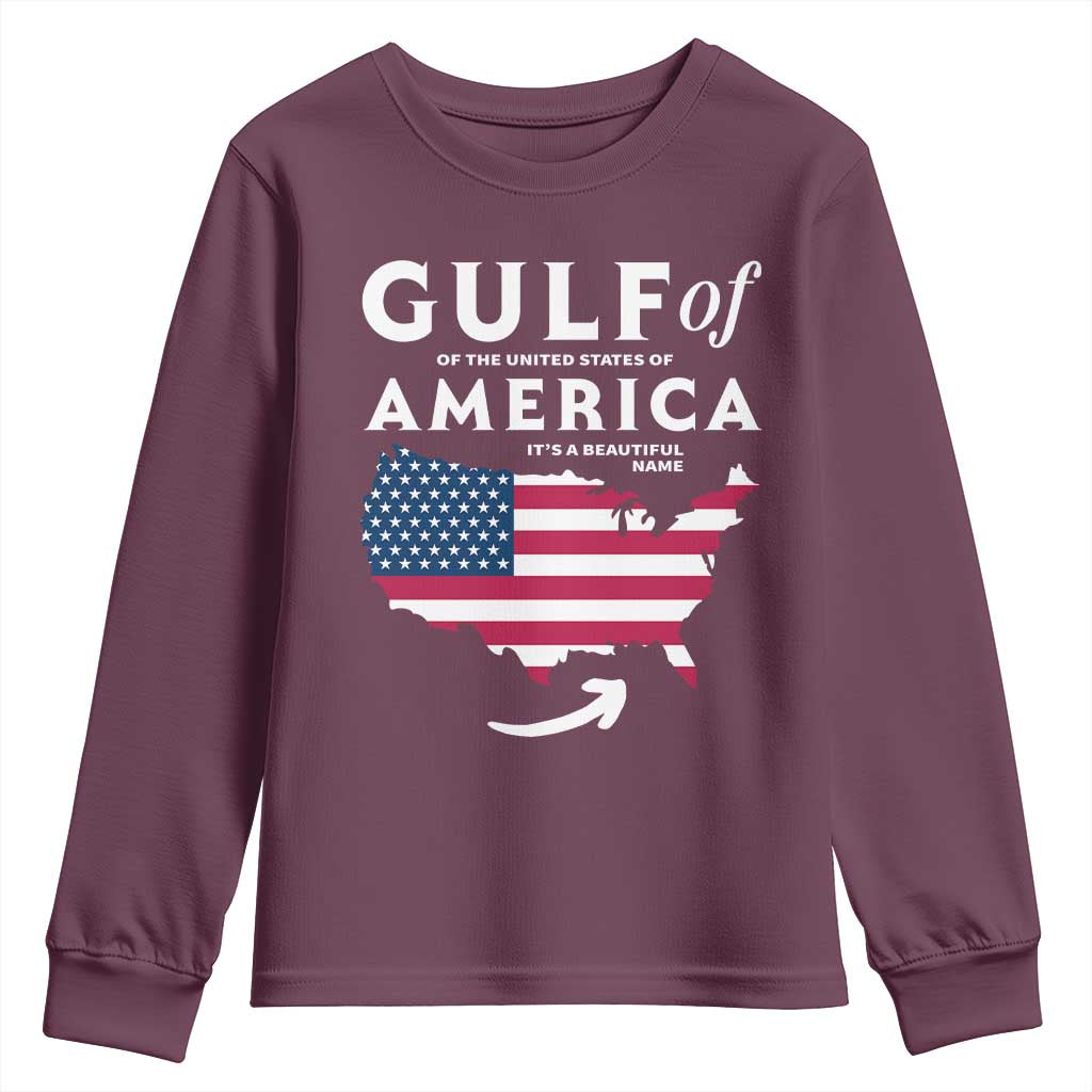 Trump America's Gulf Youth Sweatshirt Gulf Of The Usa American Flag Pride Patriotic TS02 Maroon Print Your Wear