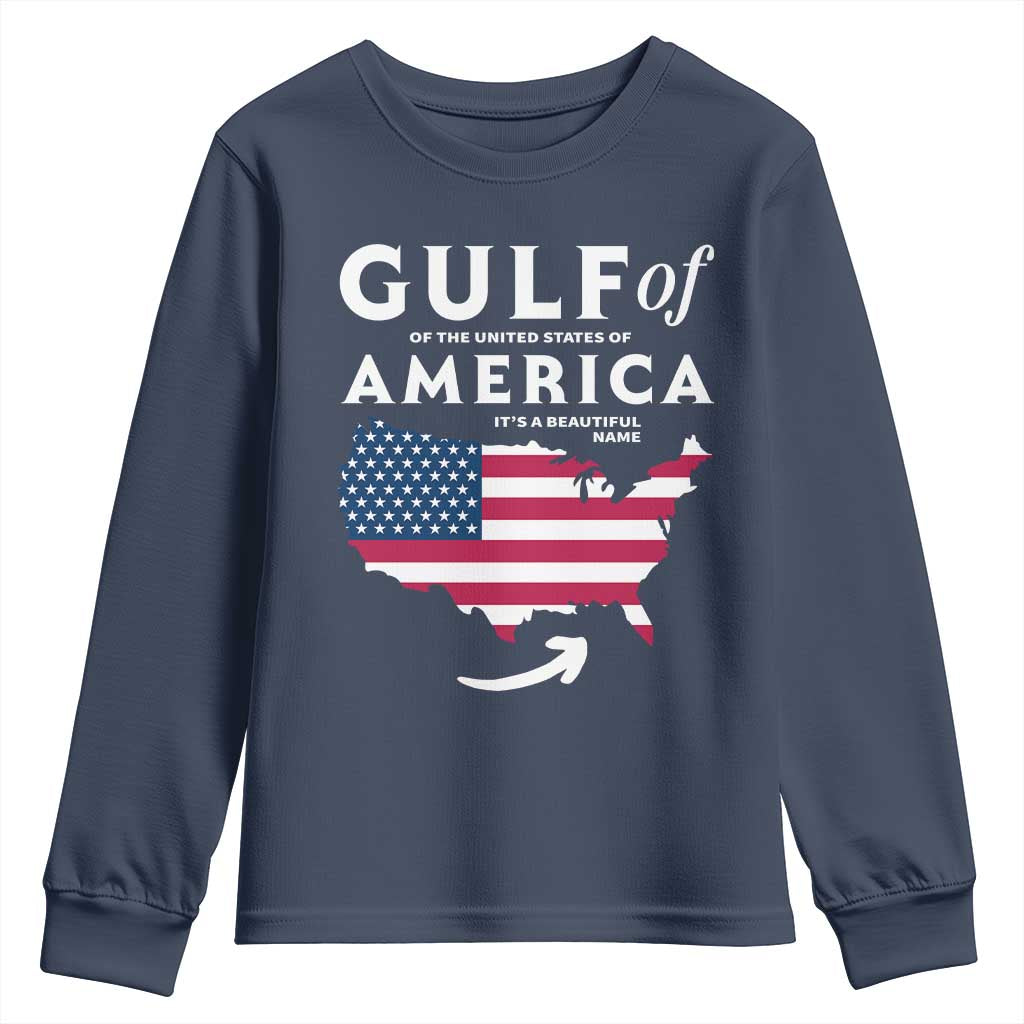 Trump America's Gulf Youth Sweatshirt Gulf Of The Usa American Flag Pride Patriotic TS02 Navy Print Your Wear