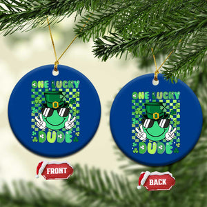 Retro St Patrick's Day Ceramic Ornament One Lucky Dude Green Checkered Heart Groovy TS02 1pc Blue Print Your Wear