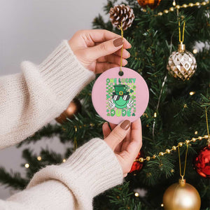 Retro St Patrick's Day Ceramic Ornament One Lucky Dude Green Checkered Heart Groovy TS02 1pc Light Pink Print Your Wear