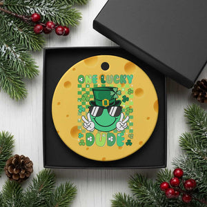 Retro St Patrick's Day Ceramic Ornament One Lucky Dude Green Checkered Heart Groovy TS02 1pc Yellow Cheese Print Your Wear