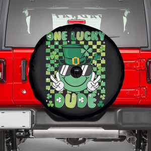 Retro St Patrick's Day Spare Tire Cover One Lucky Dude Green Checkered Heart Groovy TS02 Black Print Your Wear