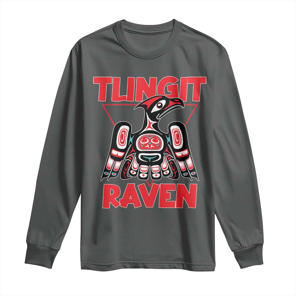 Tlingit Raven Totem Long Sleeve Shirt Alaska Native Tribal Art Design TS02 Dark Heather Print Your Wear